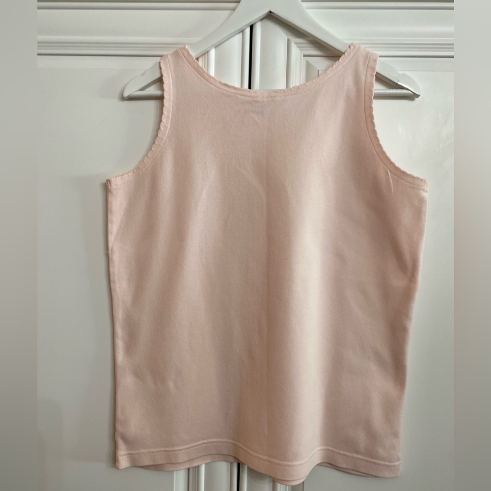 Lands’End Women’s Size Medium Soft Pink Tank Top Scalloped Neck Shoulder NWOT - Picture 4 of 6